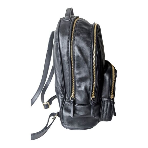 MARK AND GRAHAM Black Quilted Leather Backpack - Picture 4 of 9